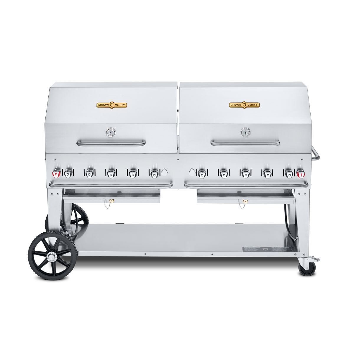 Crown Verity 72" Mobile Grill Dome Package, with (2) Roll Domes, (2) Adjustable Bun Racks