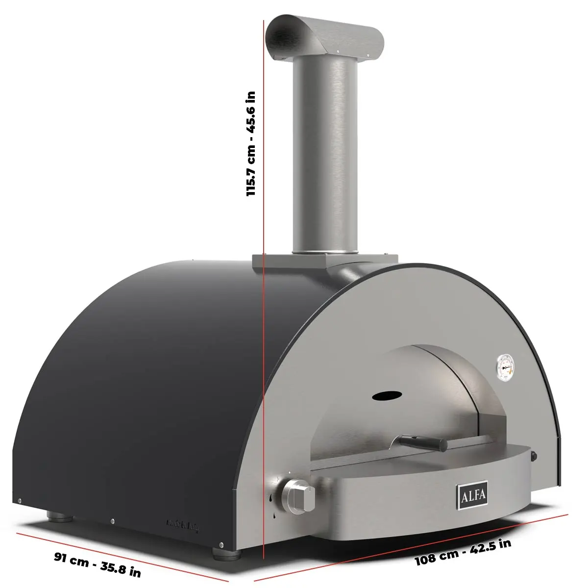 Alfa Ardesia Grey Classico 4 Pizze Gas Oven - Image 2