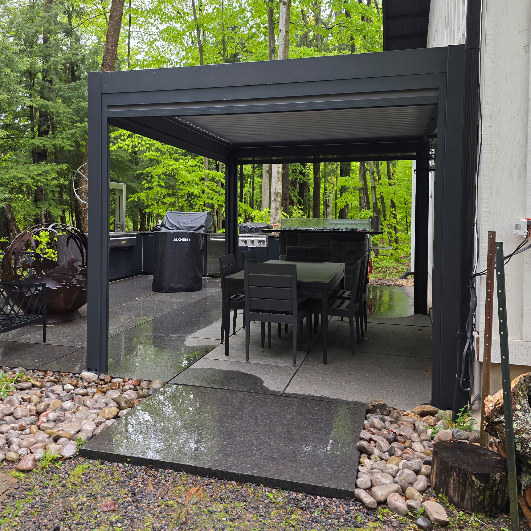 Powered Pergola showcasing the louvered roof off