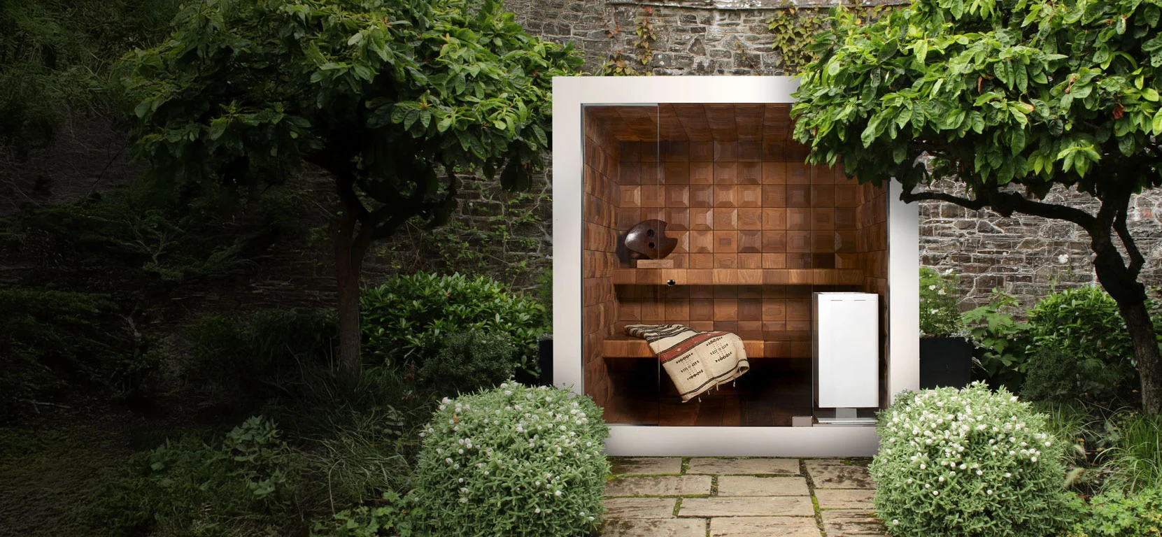 Outdoor sauna unit in Muskoka